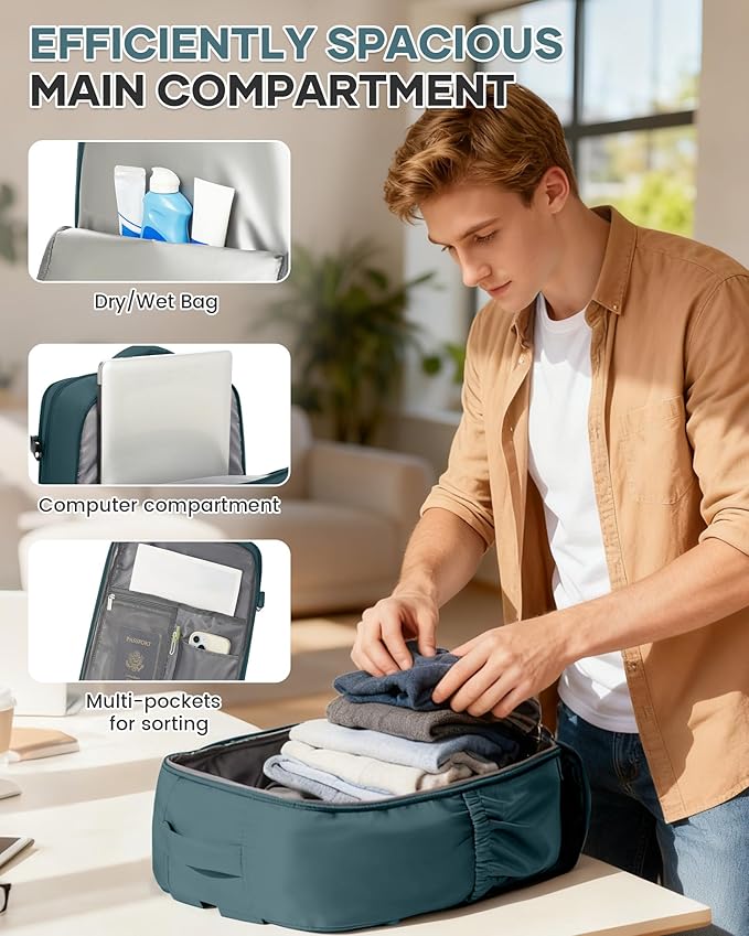 WONHOX Large Travel Backpack Carry on Flight Approved Laptop Work Business Backpack for Women Men Mochila de Viaje