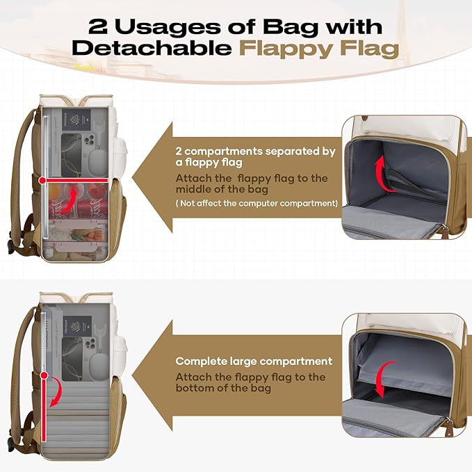 Maelstrom Travel Backpack for Women Men,Laptop Backpack Fits 15.6-17.3 Inch Laptop, Nurse/Work Bag with Insulated Lunch Box (Khaki-beige)