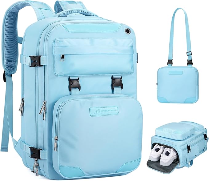 Maelstrom Travel Backpack for Women Men,35L Laptop Backpack Fits 17-Inch Laptop,Carry On Backpack for Airplanes with Crossbody Bag&Shoe Compartment&Toiletry Bag (Blue, Large)