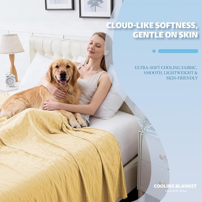 Cooling Blanket Throw Size, 50"x70" Cooling Blankets for Hot Sleepers, Cold Blanket Thin Lightweight Breathable Soft for Couch Bed, Lightweight Blanket Keep Cool for Night Sweats