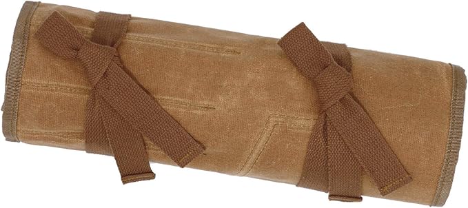 Denifiter 20+4 Pockets Roll Up Pouch, Hand Tool Roll Bag, Durable 16OZ Waxed Canvas Wrench Roll for Metric or SAE (Khaki)