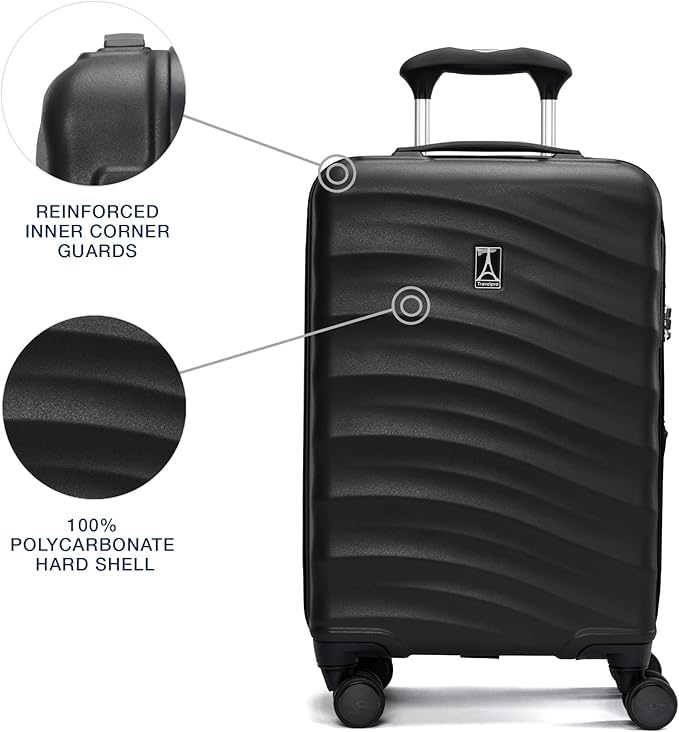 Travelpro Maxlite Air V2 Hardside Expandable Carry on Luggage, 8 Spinner Wheels, Lightweight Hard Shell Suitcase, TSA lock, Black, Compact Carry On 19-Inch