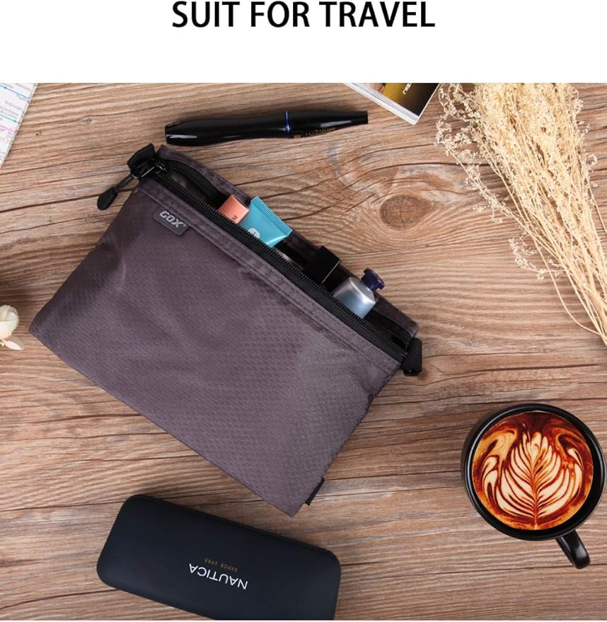 GOX Small Toiletry Bag for Men Bulk Cosmetic Bag Dopp Kit Carry On Zipper Pouch Organization Nylon Packing Sack Wate Repellent(Grey)