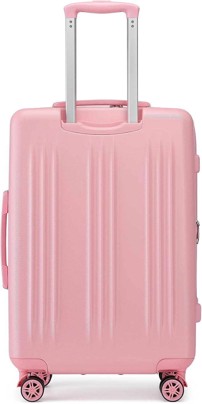 Kono Lightweight 28 Inch Expandable Luggage with Quiet Spinner Wheels TSA Lock, Scratch and Drop Resistant PC+ABS Hardside Durable Large Checked Suitcase, Pink