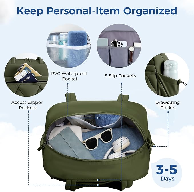 Gym Bag for Women, Puffer Travel Duffle Bag With Shoes Compartment & Wet Pocket, Carry On Tote Bag For Weekender, Overnight, Sport duffel bags for traveling (Green, Medium)