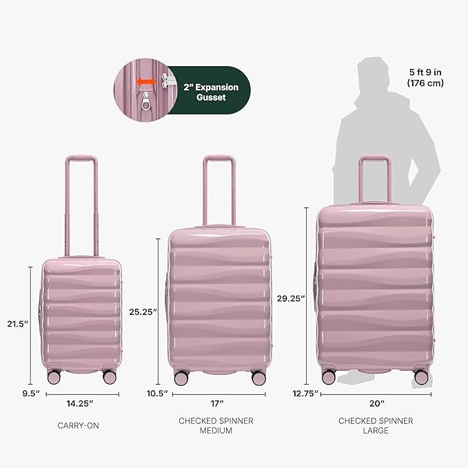 Traveler's Choice Edinburgh II Hardside Spinner Luggage, TSA Lock, Pink, 29" Large