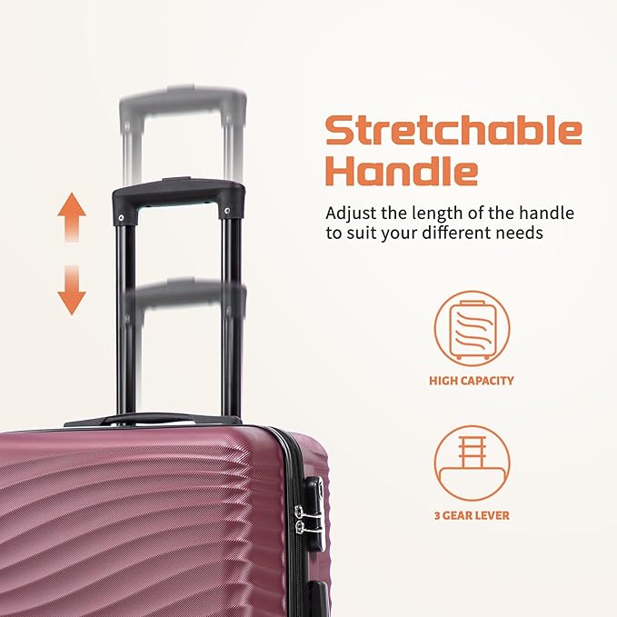 Luggage Sets 3 Piece, ABS Suitcase Set (20/24/28), Hardside luggage with Spinner Wheels, Travel Luggage, 14x8x9 Airline Approved Carry on, Lightweight Luggage with High-Security Lock