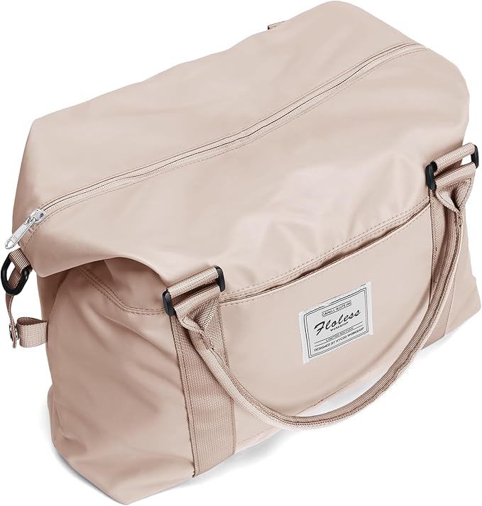 Womens travel bags, weekender carry on for women, sports Gym Bag, workout duffel bag, overnight shoulder Bag fit 15.6 inch Laptop (Large, Off White)