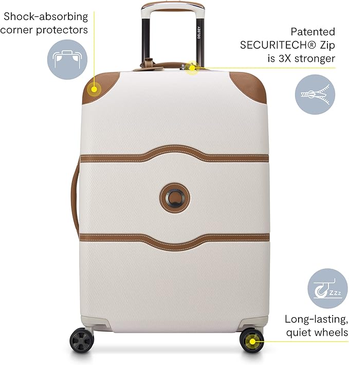 DELSEY PARIS Chatelet Air 2.0 Hardside Luggage with Spinner Wheels, Chocolate Brown, Checked-Large 28 Inch