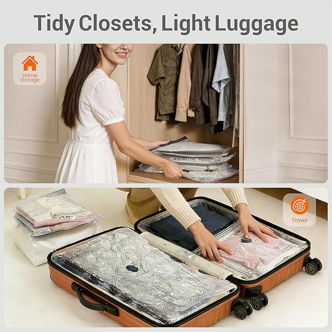 Travel Vacuum Storage Bags with Electric Wireless Pump, Travel Compression Bags for Luggage, Space Saver for Backpack & Suitcase, 15 Pack Combo
