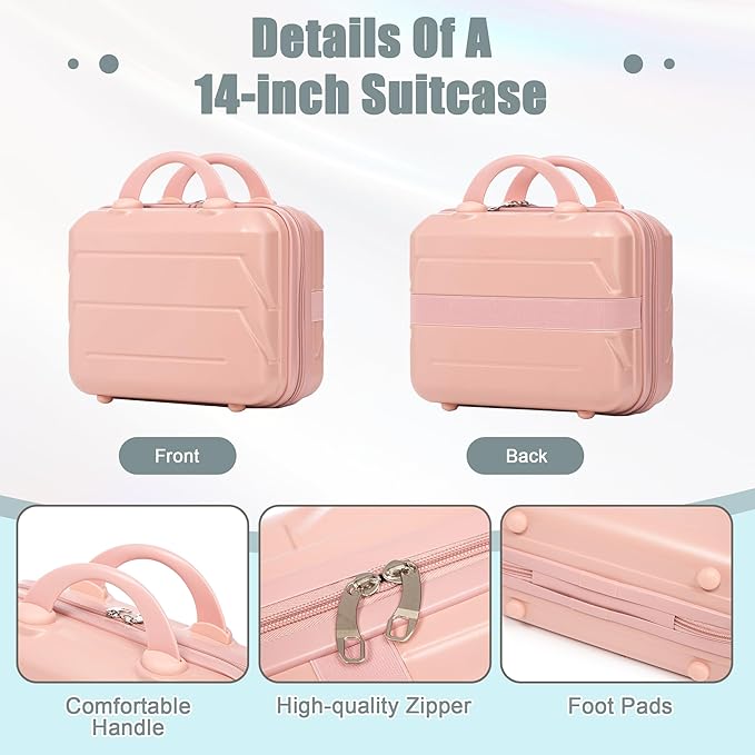 Hardshell Luggage, Lightweight Durable ABS Suitcase, 20/14 Inch Luggage