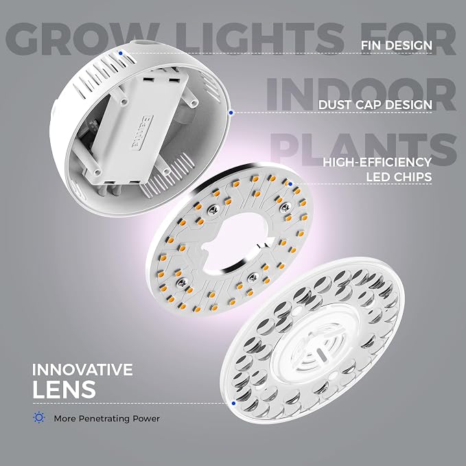 Barrina OG09 Puck Grow Light, 36W(4 x 9W), Pinkish White, Timer, 4 Packs | Full Spectrum Plant Light for Indoor Plants, Magnetic & Linkable, 5 Levels Dimmable, Small Grow lamp, Perfect for Plant Shelf