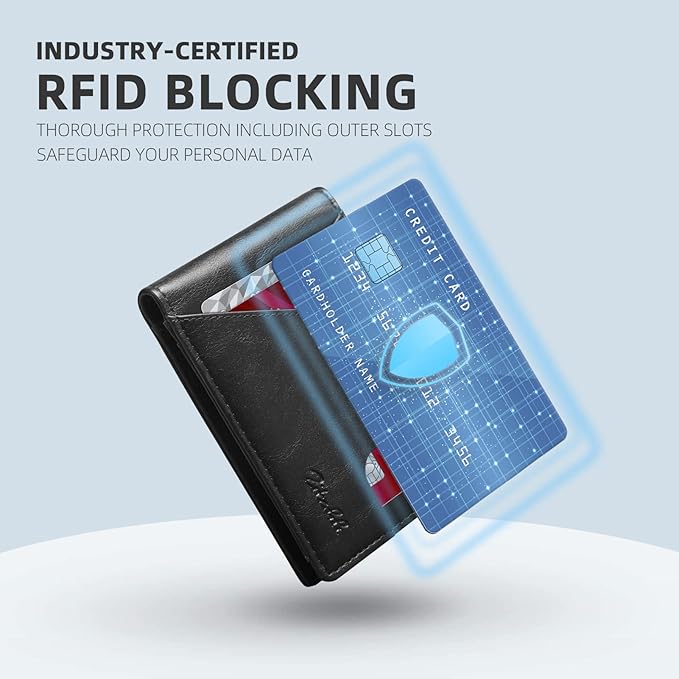 Zitahli Bifold Wallets for Men - Slim RFID Leather Credit Card Holder for 6-11 Cards, Minimalist Thin Wallet with ID Window & Cash Slot,Front Pockt Carteras Para Hombres, Birthday Gifts for Men | Slim, RFID Blocking, Premium, Front Pocket, Gift Box, Le...