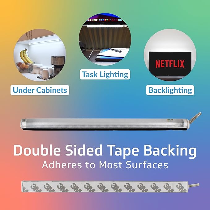 TrueColor USB LED Under Cabinet Light Bar, Frosted Cover, 8 in, Daylight | Easy install, adhesive & mounting brackets included, 100,000 hr lifetime, backlight for monitors, TVs & more
