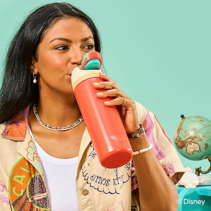 Owala Disney Princess FreeSip Insulated Stainless Steel Water Bottle with Straw for Sports and Travel, BPA-Free Sports Water Bottle, 24 oz, Moana