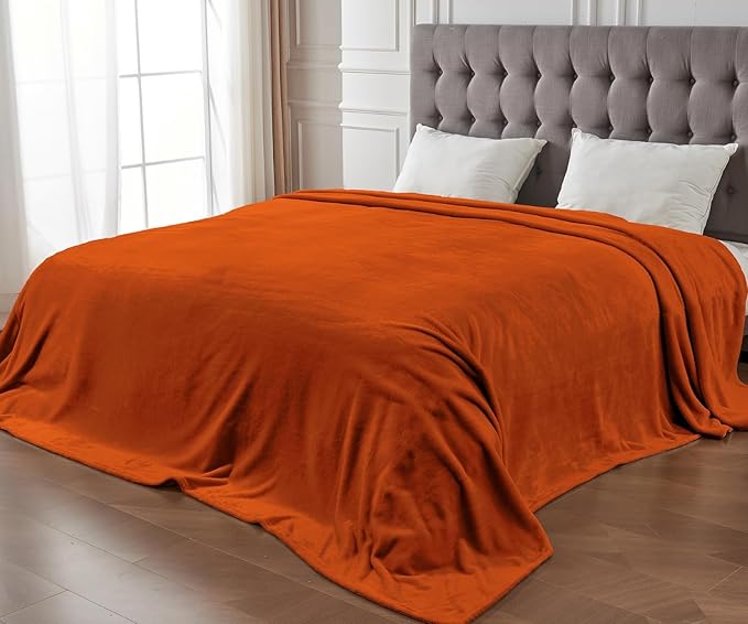 Big Oversized Soft Blanket, Giant California King Warm Blanket for Whole Family, Bed, Sofa, Couch, Travel, Camping 120x120 Orange
