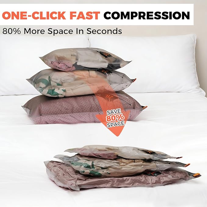 Travel Vacuum Storage Bags with Rechargeable Cordless Pump, Portable Compression Packing Seal Bags, Space Saver Packing Bag for Travel, Vacuum Seal Bag for Home Clothing Luggage Storage, 24 Combo Set