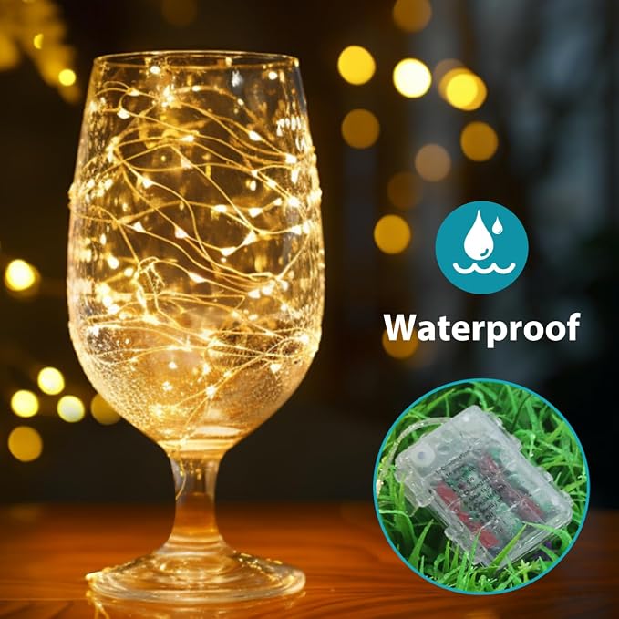 4 Pack Fairy Lights Battery Operated with Remote, Total 480LED 156Ft Battery Powered String Lights with Timer, 8 Modes Waterproof Twinkle Christmas Lights for Bedroom Party Indoor Mason, Warm White