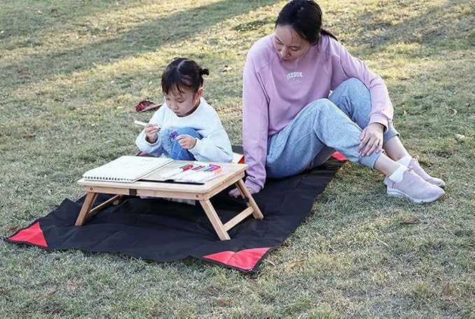 Orga'Neat Pocket Picnic Blanket, Sandproof Lightweight Pocket Camping Tarp, 55″x 39″ Foldable & Fits into Small Bag, Water Resistant Washable Quick Dry Compact Beach Mat for Outdoor Recreation
