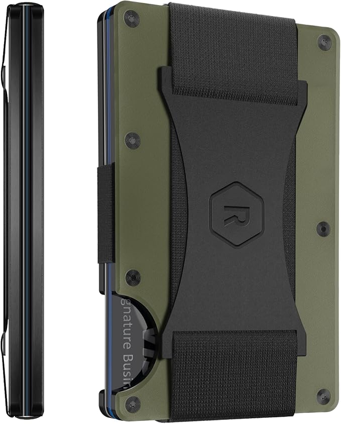 Ridge Wallet for Men - Slim Minimalist Compact Wallet and Card Holder, RFID Protected Front Pocket Wallets for Men with Integrated Cash Strap