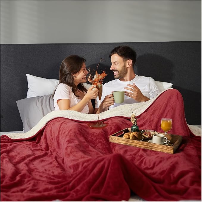 Sacred Weapon Waterproof Blanket for Bed Intimacy – Mini Sherpa & Fleece Throw – Waterproof Blanket for Couch, Absorbent & Leak Proof – Love Blankets for Couples Intimacy Waterproof – Dark Red, 40x45