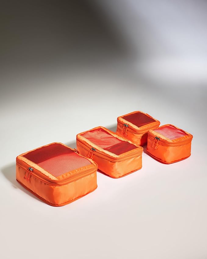 ANTLER - Compression Packing Cubes for Travel, Luggage Organiser for Suitcases or Bags, Travel Accessories, Set of 4, Coral