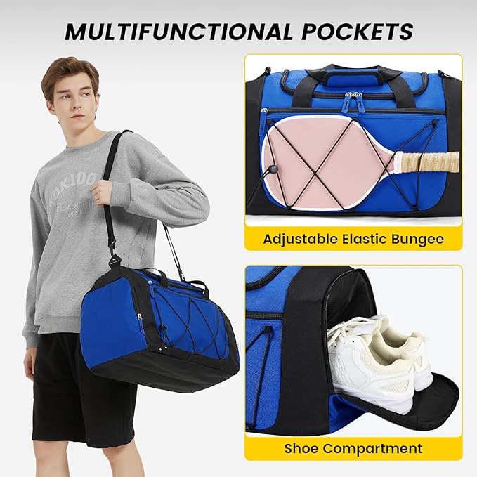 Vorspack Gym Bag for Men - 21 Inches Duffle Bag for Travel Lightweight Duffel Bag with Shoe Compartment Personal Item Travel Bag Weekender Bag for Travel Sports Gym - Blue
