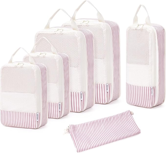 Narwey 6 Set/5 Set Compression Packing Cubes for Travel Kids Women Carry on, Packing Organizers Bag for Backpack Luggage Suitcase Duffle Bags