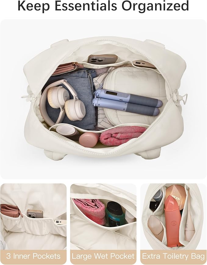 oscaurt Gym Bag for Women Lightweight Duffle Bag for Travel with Toiletry Pouch Water Resistant Carry On Weekender Overnight Duffel