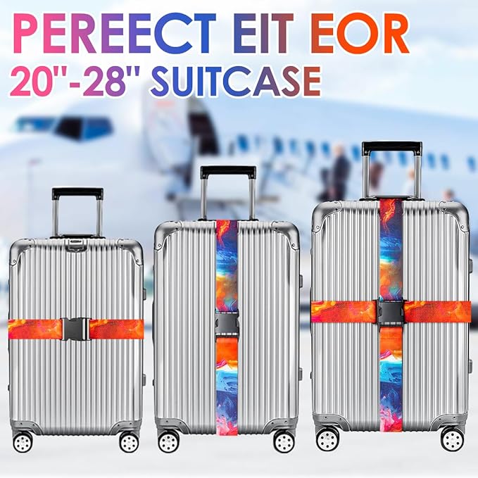 Gutsdoor Luggage Straps for Suitcases Adjustable Travel Belt, Connector Holds Suitcase Bright Colorful Identifiers Travel Bag Accessories (Sun Orange)