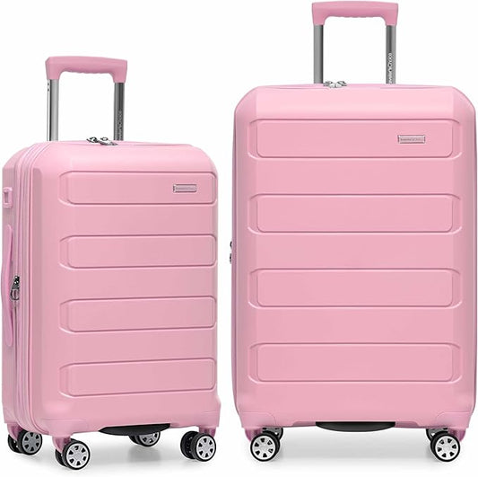 Traveler's Choice Pagosa Hardshell Expandable Luggage with Spinner Wheels, Pink, 2-Piece Set (22/26)
