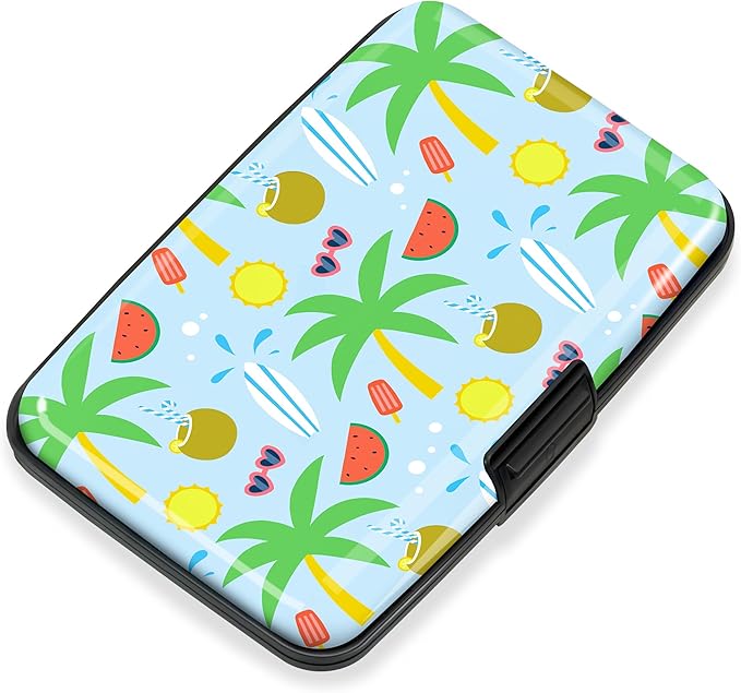 Mayski Credit Card Holder, RFID Blocking, Aluminum Alloy Hard Case, Small Mini Business Metal Wallet for Women Men, Coconut Breeze