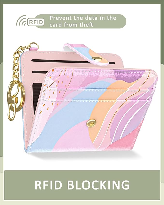 Aiawoxc Womens Wallet, RFID Small Wallets for Women, Slim Compact Credit Card Holder, Cute Leather Bifold Ladies Purse with Zipper Coin Pocket and ID Window, Art Style Pattern