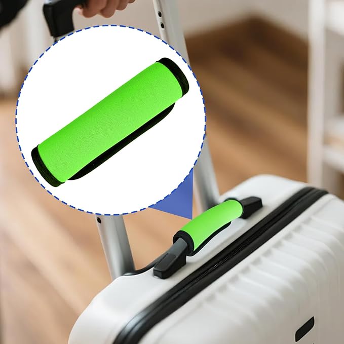 6 Pack Luggage Handle Wrap for Suitcase Luggage Tags Bright Soft Suitcase Identifiers Luggage Handle Covers Travel Accessories, Green