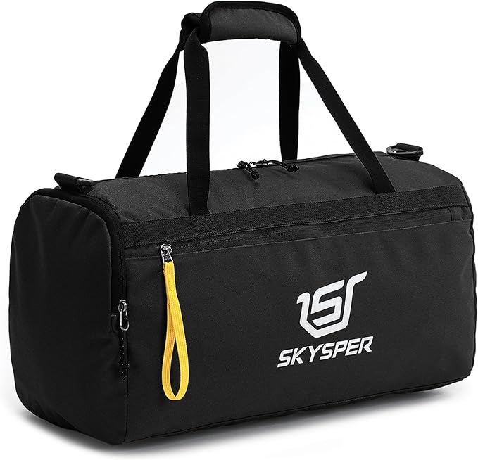 SKYSPER 30L Gym Duffel - Sports Bag Small with Wet Pocket for Sport, Travel, Fitness & Workout Men Women(Black)