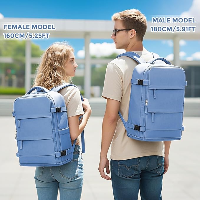 coowoz Travel Backpack for Women Men,Carry On Backpack,Hiking Backpacks Outdoor Sports Rucksack Casual Daypack Travel Essentials Sky Blue