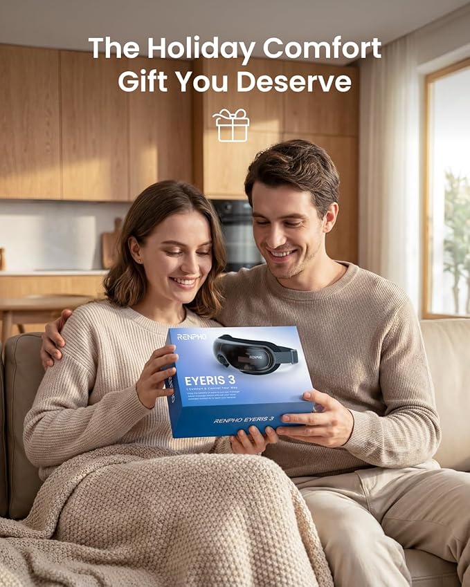 RENPHO Eye Massager with Heat and Cooling Voice Control, Mothers Day Gifts for Women Mom Her, FSA Eligible HSA, Massaging Eye Mask for Migraine Headache Dry Eyes and Stress Relief - Eyeris 3