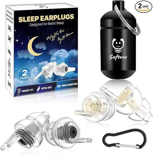 Ear Plugs for Sleeping, Comfy Reusable Earplugs for Sleep, Snoring, Deep Focus, Travel, Noise Sensitivity, Tinnitus Relief, Flexible Silicone Hearing Protection, 27dB Noise Reduction,BKGD