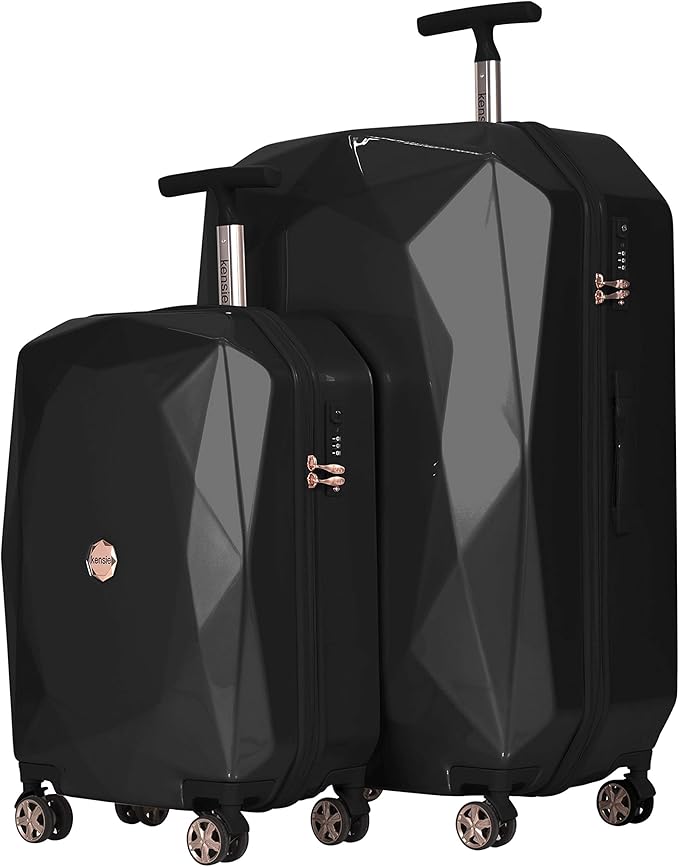 kensie Women's Gemstone Luggage Set, Black, 2 Piece Set (28"/20")