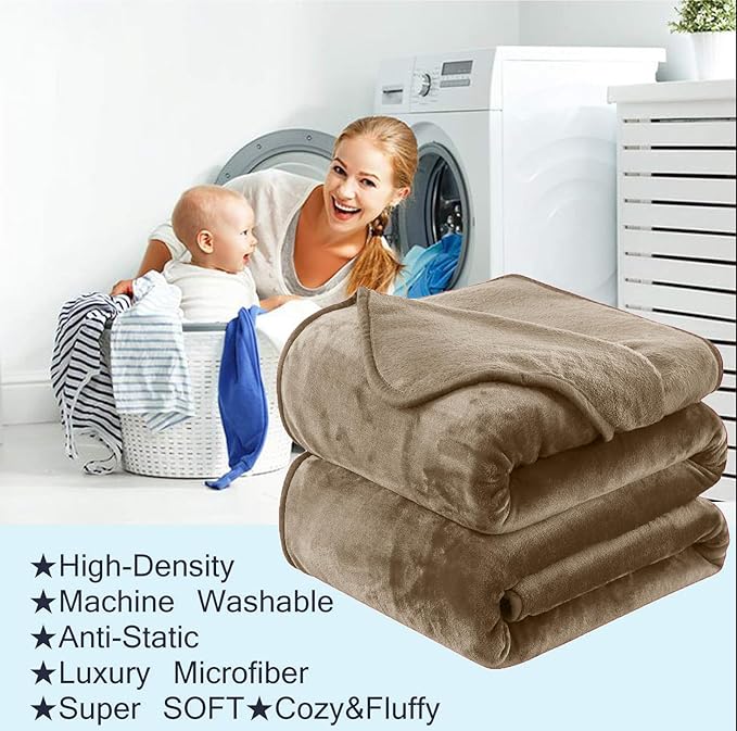 Soft King Size Blanket for All Season Warm Fuzzy Microplush Lightweight Thermal Fleece Summer Autumn Fall Winter Spring Blankets for King Calking Bed Couch Sofa,90x108 Inches,Taupe