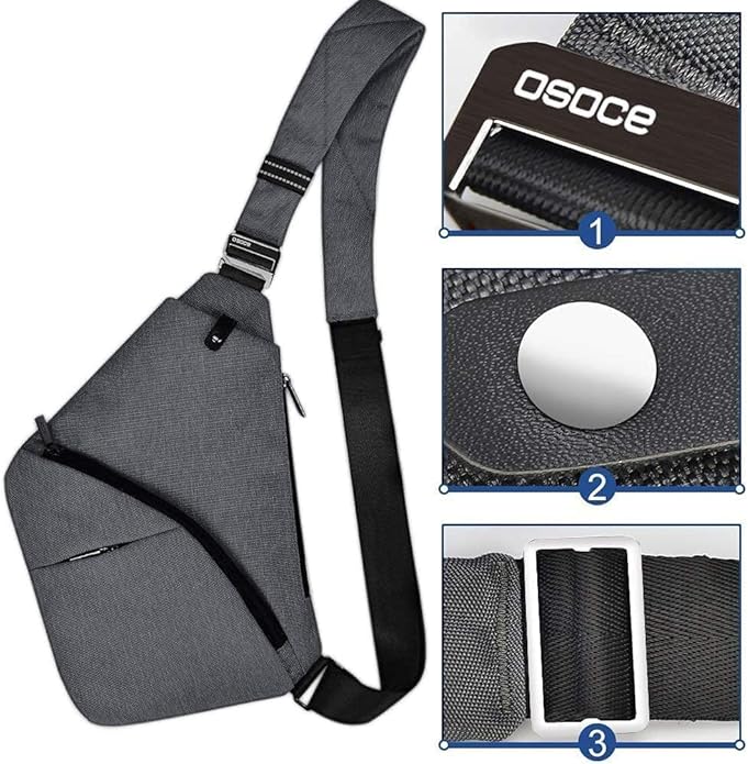 OSOCE Crossbody Sling Bag, Water-Resistant Anti Theft Chest Pack, Minimalist Commuter Daypack for Travel Hiking Work