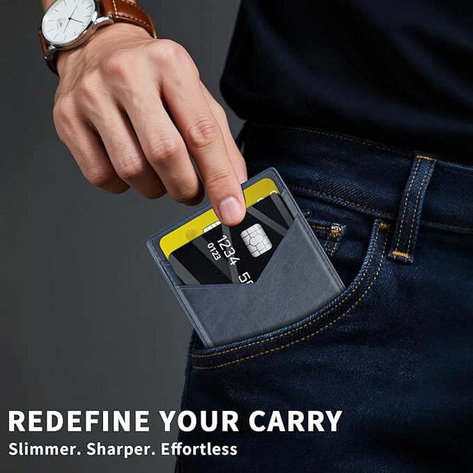 Wallet for Men Aluminum RFID Blocking-Metal Smart Pop-Up Credit Card Holder with 2 ID Windows, Holds 8-10 Cards,Bifold Security Front Pocket Wallet & Money Clip,Men's accessories (Blue)
