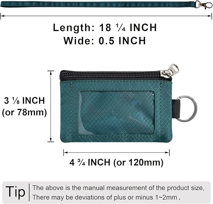 CHENSPRX Minimalist RFID Blocking Small Wallet with ID Window,WaterResistant Zip Id Case Wallet with Lanyard Keychain for Cards,Cash,Travel,Women,Men