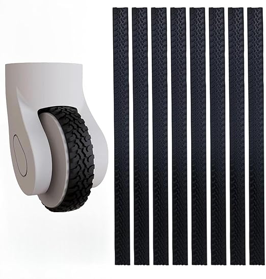 8 Pcs Silicone Luggage Wheel Covers, Noise-Reducing Shock-Absorbing Protectors, Universal Fit for Suitcase Wheels & Office Chair Casters, Customizable Cut-to-Fit Design (Black)
