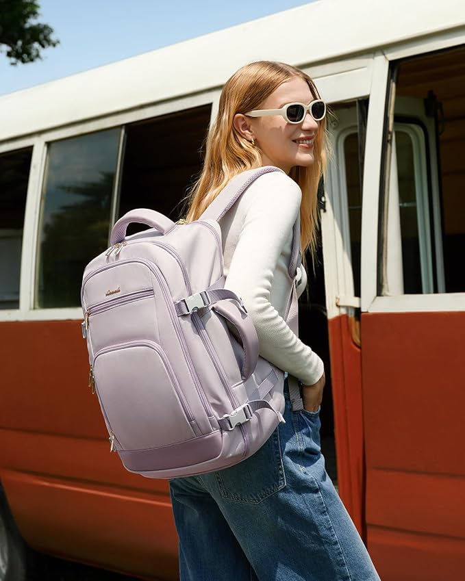 LOVEVOOK Travel Backpack For Women Flight Approved, 50L Large Carry On Backpack For Airplanes, Personal Item Travel Bag, Waterproof 18 Inch Laptop Backpack For Business Weekender Overnight, 4Pcs Set