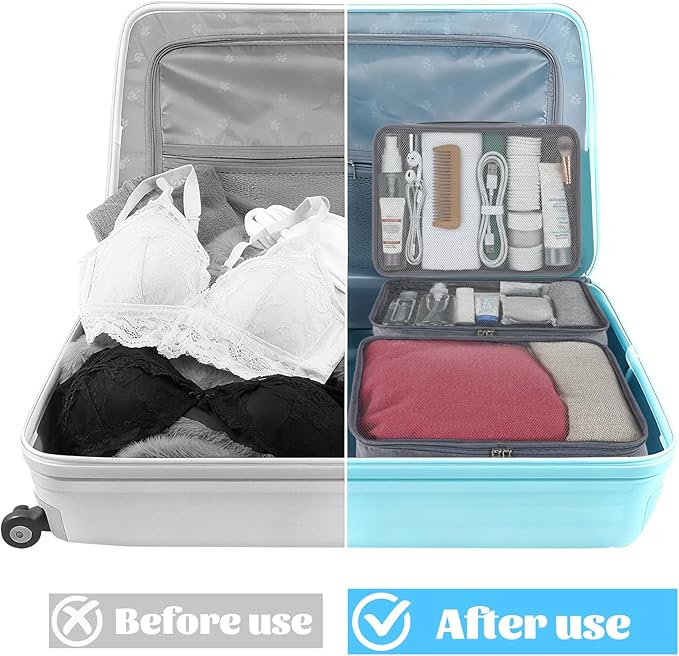 6 Pcs Packing Cubes, Mesh Travel Organizers, Foldable Laundry Bags, Water Resistant Clothing Storage for Travel, Camping, Backpacking