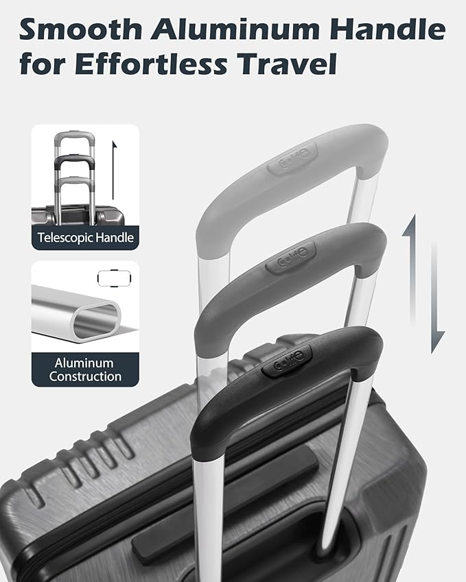 Coolife Luggage PC+ABS Hardshell Suitcase with TSA Lock, Spinner Carry On Lightweight (silver, S(20in_carry on))