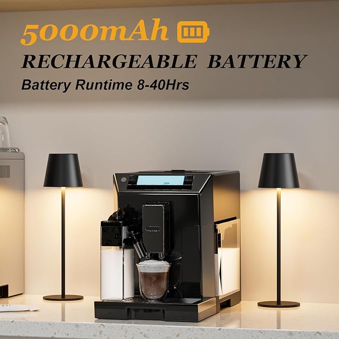 Kakanuo Cordless Table Lamp Rechargeable Black - KK 2 Pack 5000mAH Battery Operated Lamp for Counter, 3 Color Stepless Dimming Wireless Lamp for Dining Kitchen, Outdoor Patio, Touch Control