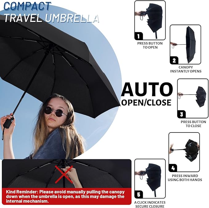 SY COMPACT Travel Umbrella Windproof Automatic Umbrellas Small Compact UV Sun Protection Factory Outlet Umbrella