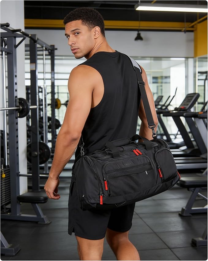 BAGSMART Gym Bag for Women & Men, Sports Travel Duffel Backpack with Shoe Compartment Laptop Compartment, Water Resistant Carry On Weekender Bag for Airplane, 35L/Black